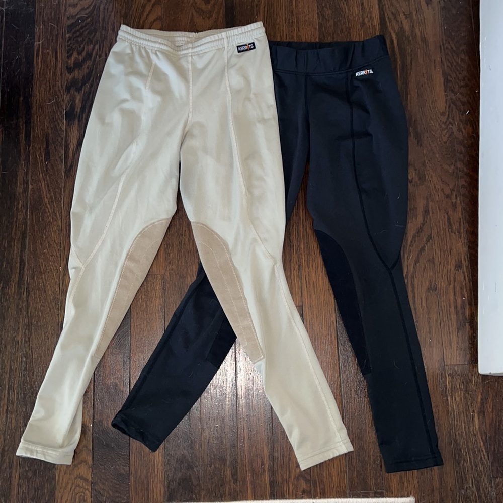 Kerrits Breeches Bundle ! knee patch - medium — black & beige
